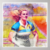 Poster Joueuse de rugby - Aquarelle (Devant)