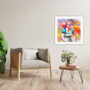 Poster Joueuse de rugby - Aquarelle