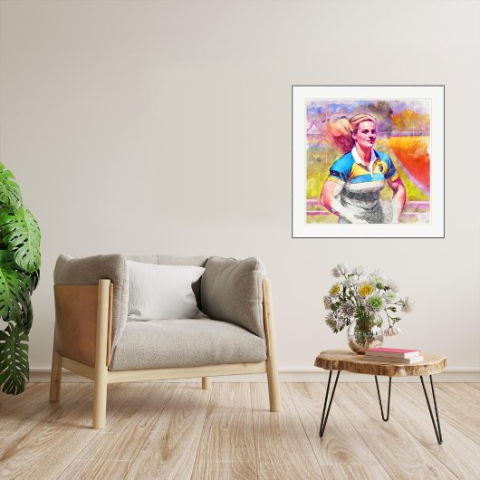 Poster Joueuse de rugby - Aquarelle