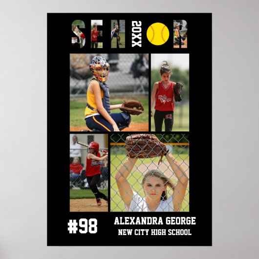 Poster Joueuse de softball de dernière année, Soirée des (Devant)