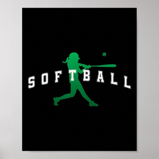 Poster Joueuse de softball équipe verte texte universitai (Devant)