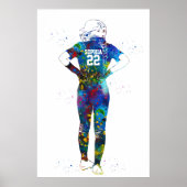 Poster Joueuse de softball féminine à l'aquarelle (Devant)