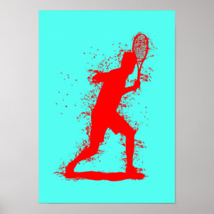 Poster Joueuse de tennis - Art aquarelle abstrait