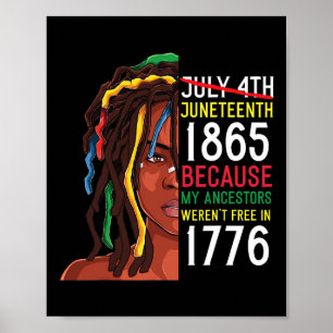 Poster Jour Ancêtres Gratuit 1776 Juillet 4 Noir Africain