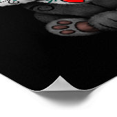 Poster Jour bleu du panda crâne de sucre mort sur le noir (Coin)