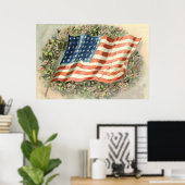 Poster Jour commémoratif du drapeau américain Fleurs de c (Bureau à domicile)