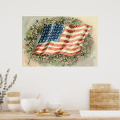 Poster Jour commémoratif du drapeau américain Fleurs de c (Cuisine)