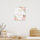 Poster Jour d'anniversaire conjoint Blush Floral Quinceañ (Cuisine)