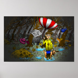 Poster Jour d'automne pluvieux et venteux