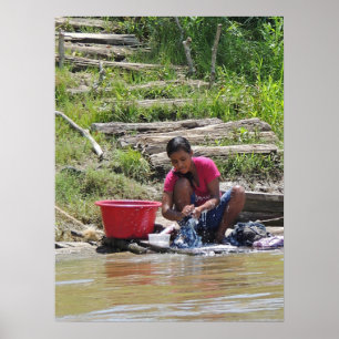 Poster Jour de blanchisserie sur la rivière