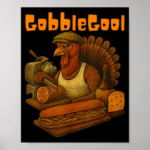 Poster Jour de gobbol de Thanksgiving drôle de gobbol de
