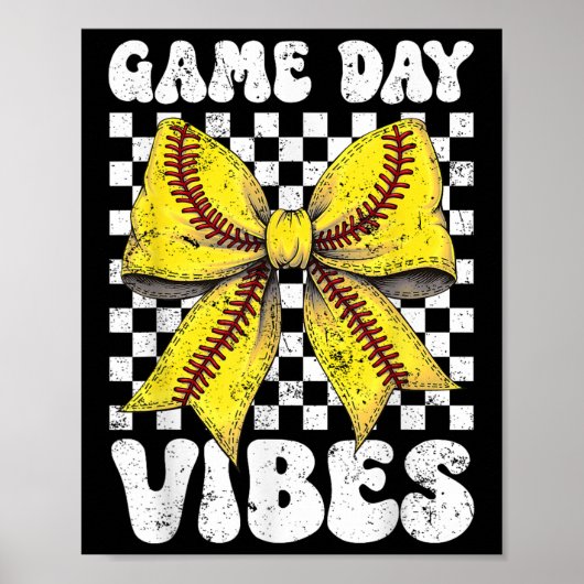 Poster Jour de jeu Vibes Coquette Bow Softball Mama Softb (Devant)