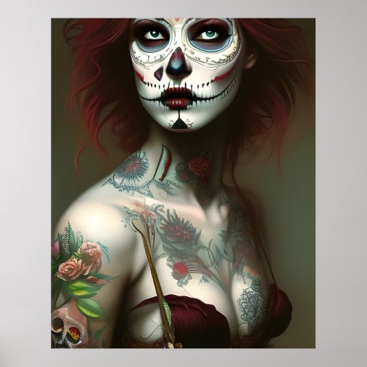 Poster Jour de la femme morte avec des tatouages (Devant)
