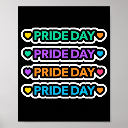 Poster Jour de la fierté. LGBT+Pride. Coeur arc en ciel. (Devant)
