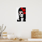 Poster Jour de la fille morte avec blanc Rose (Cuisine)