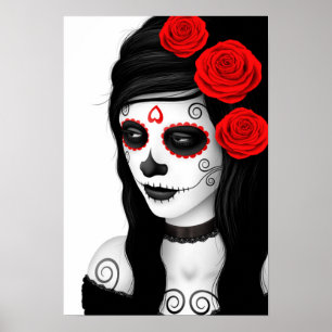 Poster Jour de la fille morte avec blanc Rose