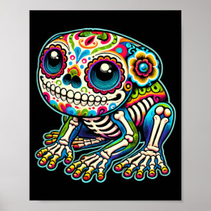 Poster Jour de la grenouille crâne de sucre mignon du gou