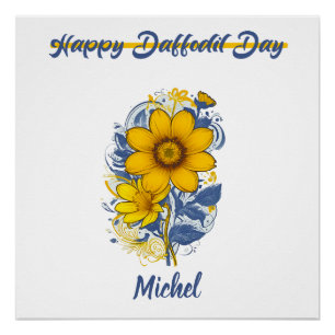 Poster Jour de la jonquille - Fleur de sensibilisation au