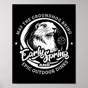 Poster Jour de la marmotte drôle début de printemps pour