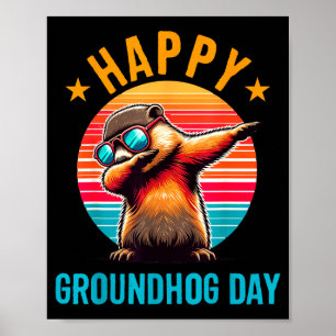 Poster Jour de la marmotte Happy Dabbing Marmotte Enfants