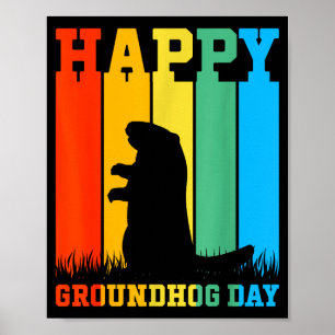 Poster Jour de la marmotte heureux amateur d'animaux de l