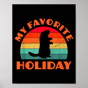 Poster Jour de la marmotte Mon jour férié préféré Rétro