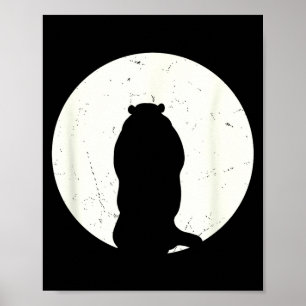 Poster Jour de la marmotte pleine lune marmotte