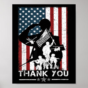 Poster Jour de la mémoire des vétérans Merci Militaire No