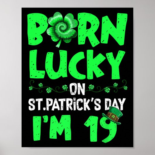 Poster Jour de la Saint Patrick 19e anniversaire garçon f (Devant)