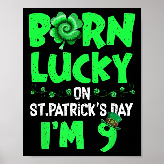 Poster Jour de la Saint Patrick 9e anniversaire garçon fi (Devant)