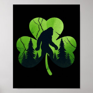Poster Jour de la Saint Patrick Bigfoot Sasquatch Shamroc