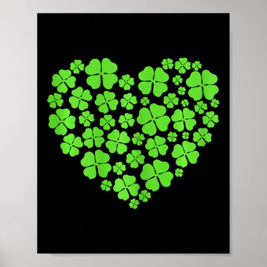 Poster Jour de la Saint Patrick Coeurs Shamrock Clover fe (Devant)