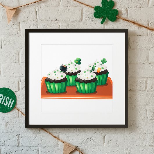 Poster Jour de la Saint Patrick Cupcakes