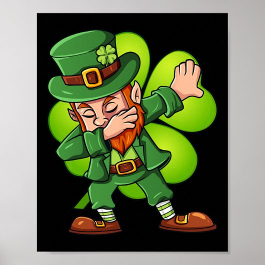 Poster Jour de la Saint Patrick Dabbing Leprechaun Clover (Devant)