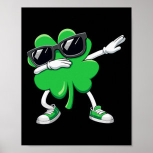 Poster Jour de la Saint Patrick Dabbing Shamrock Drôle Ga