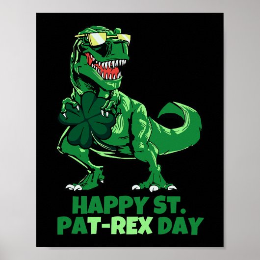 Poster Jour de la Saint Patrick Dinosaur Four Leaf Clover (Devant)