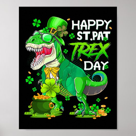 Poster Jour de la Saint-Patrick Dinosaure Happy St Pat Tr (Devant)