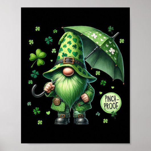 Poster Jour de la Saint Patrick Gnome Avec Barbe Verte Dr (Devant)