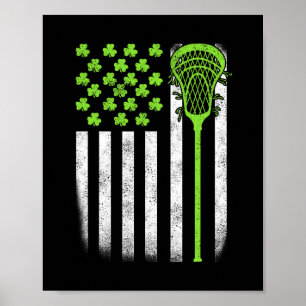 Poster Jour de la Saint Patrick Lacrosse Lax Usa Drapeau