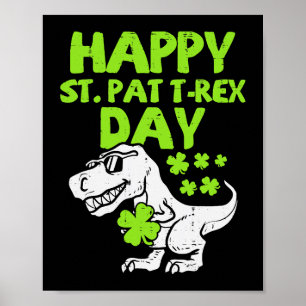 Poster Jour de la Saint Patrick Leprechaun Dinosaur Dino