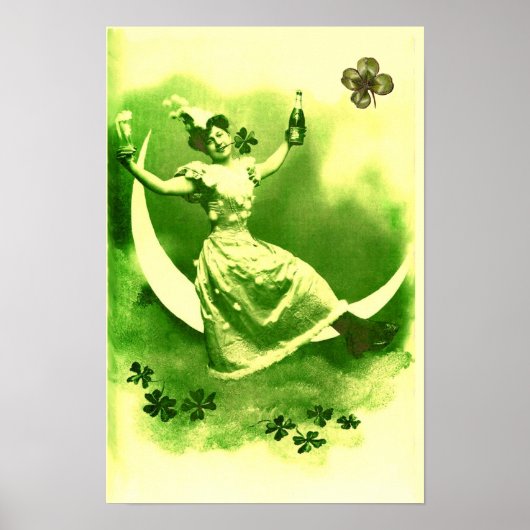 POSTER JOUR DE LA SAINT-PATRICK LUNE DAME AUX TRÈFLES (Devant)