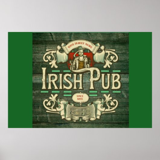 Poster Jour de la Saint Patrick personnalisé drôle Pub ir (Devant)