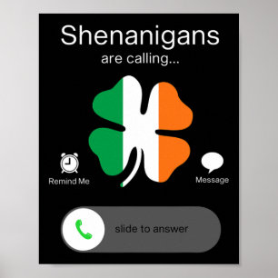 Poster Jour de la Saint Patrick Shenanigans Amusant Irlan