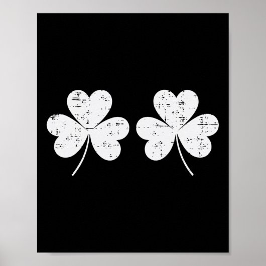 Poster Jour de la Saint-Patrick Trèfles Blancs Coffre Sai (Devant)