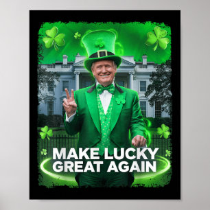 Poster Jour de la Saint Patrick Trump Leprechaun Casquett