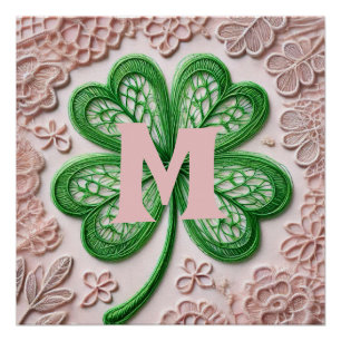 Poster Jour de la shamrock St Patrick en dentelle de Mono