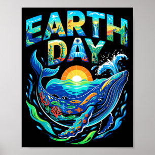Poster Jour de la Terre baleine conservation de l'océan n