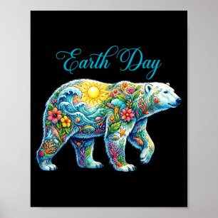 Poster Jour de la Terre ours polaire planète anniversaire