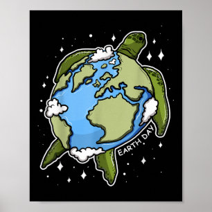 Poster Jour de la Terre Tortue Terre Globe Environnement