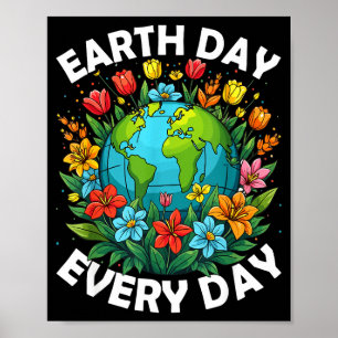 Poster Jour de la Terre Tous les Jours Globe Arc-en-Ciel